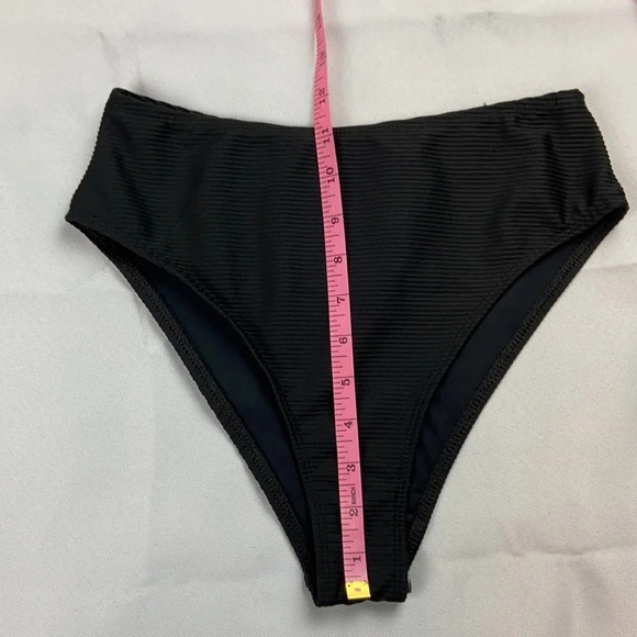 TopShop Black Hi-Cut Ribbed Swimsuit Bottom Size 6 - Picture 5 of 7